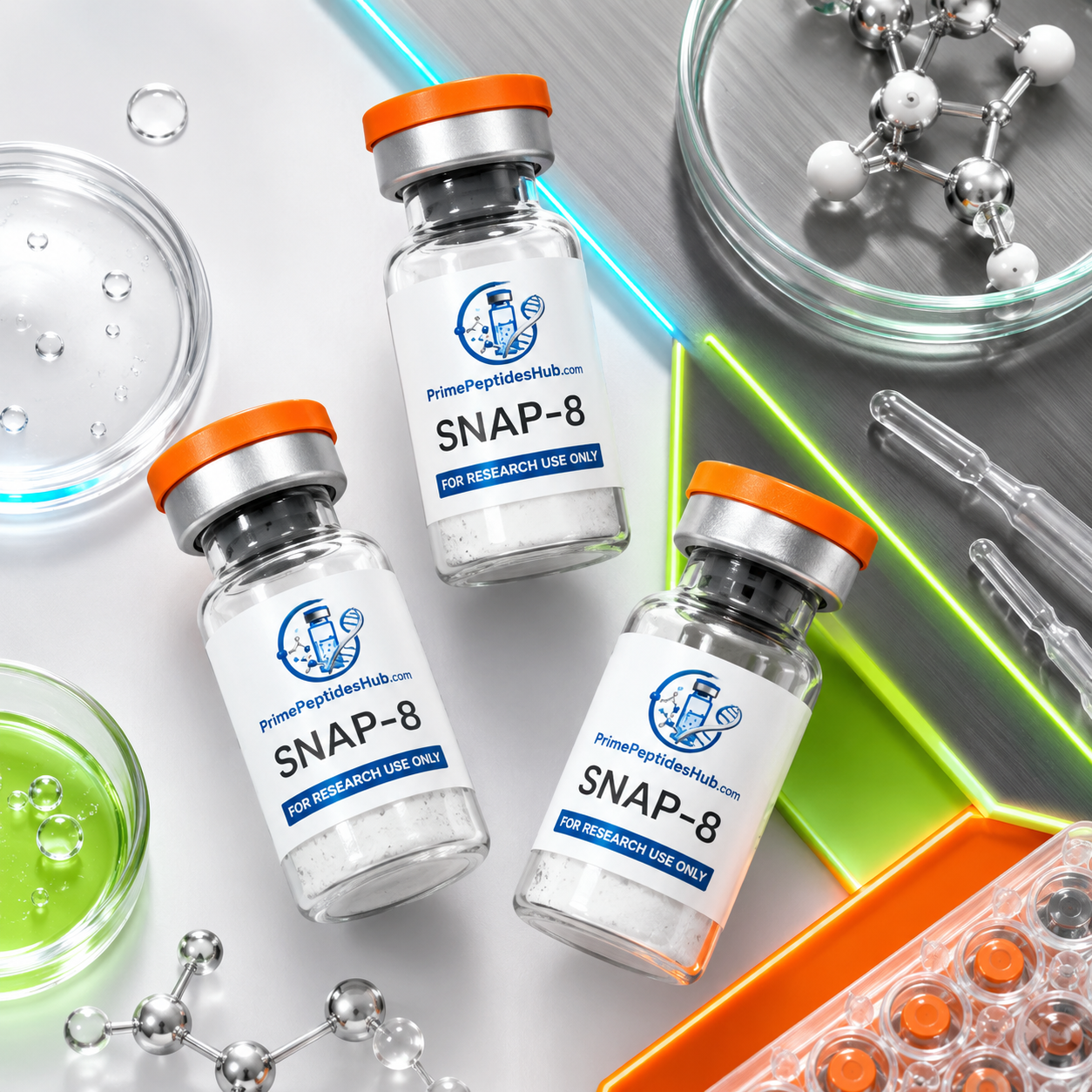 Snap-8 10 mg research peptide sealed vial from PrimePeptidesHub