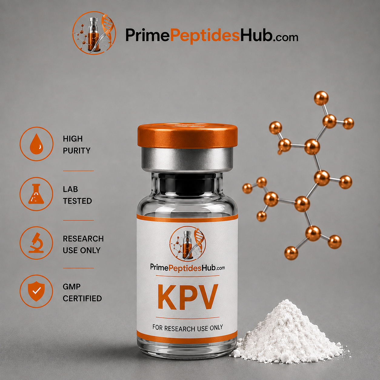KPV 5 mg research peptide sealed vial from PrimePeptidesHub