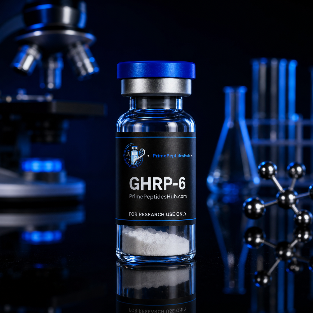GHRP-6 10 mg research peptide sealed vial from PrimePeptidesHub