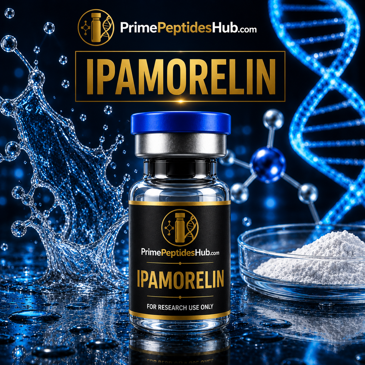 Ipamorelin 10 mg research peptide sealed vial from PrimePeptidesHub