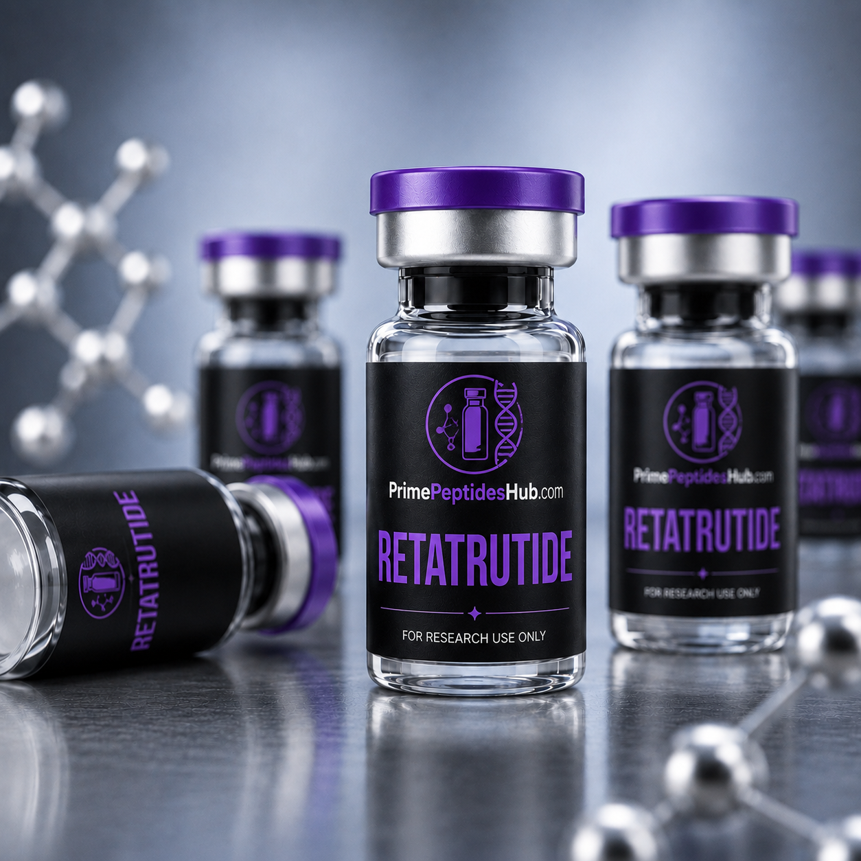 Retatrutide 20 mg research peptide lyophilized vial from PrimePeptidesHub