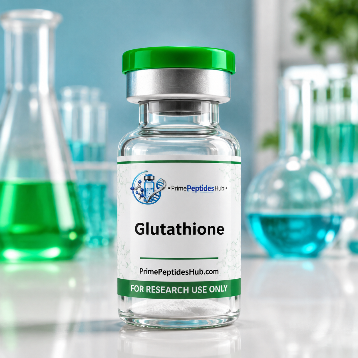 Glutathione 600 mg research compound sealed vial from PrimePeptidesHub