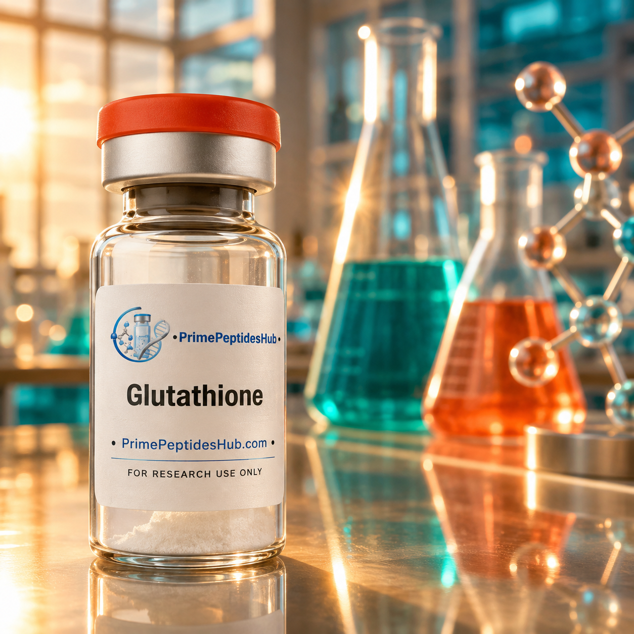 Glutathione 600 mg research compound sealed vial from PrimePeptidesHub
