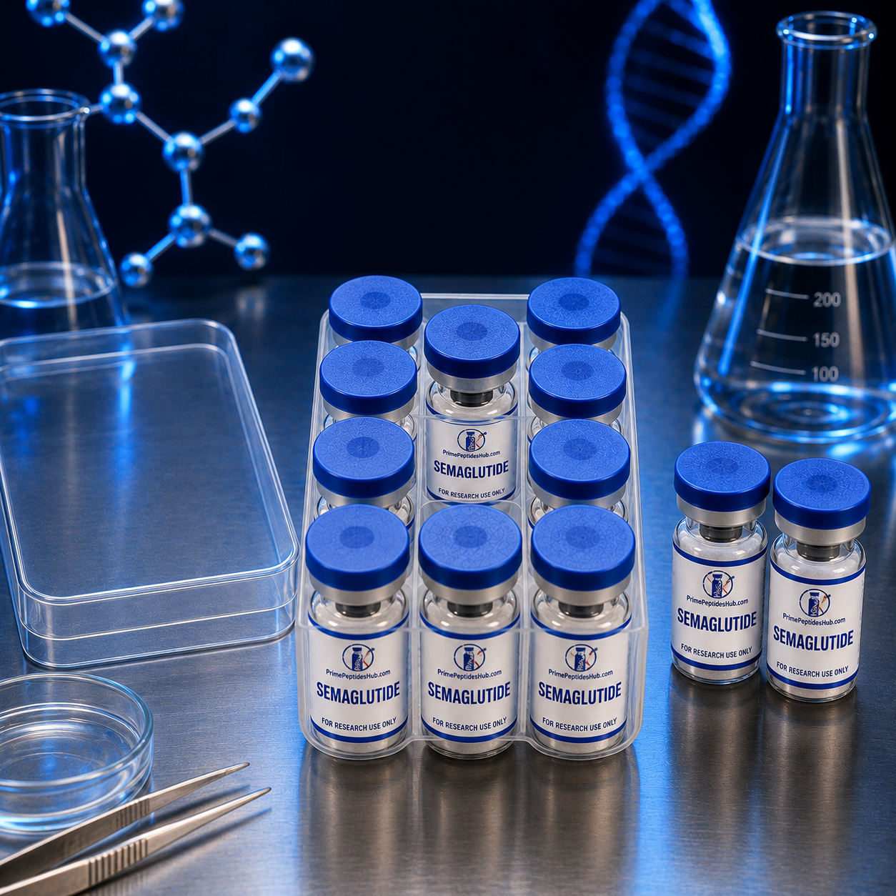 Semaglutide 30 mg research peptide lyophilized vial from PrimePeptidesHub