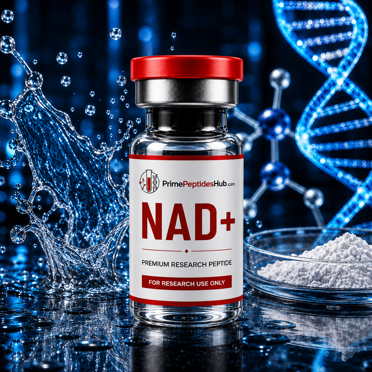 NAD+ 1000 mg research compound sealed vial from PrimePeptidesHub