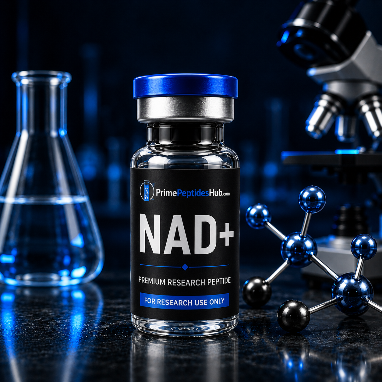 NAD+ 1000 mg research compound sealed vial from PrimePeptidesHub